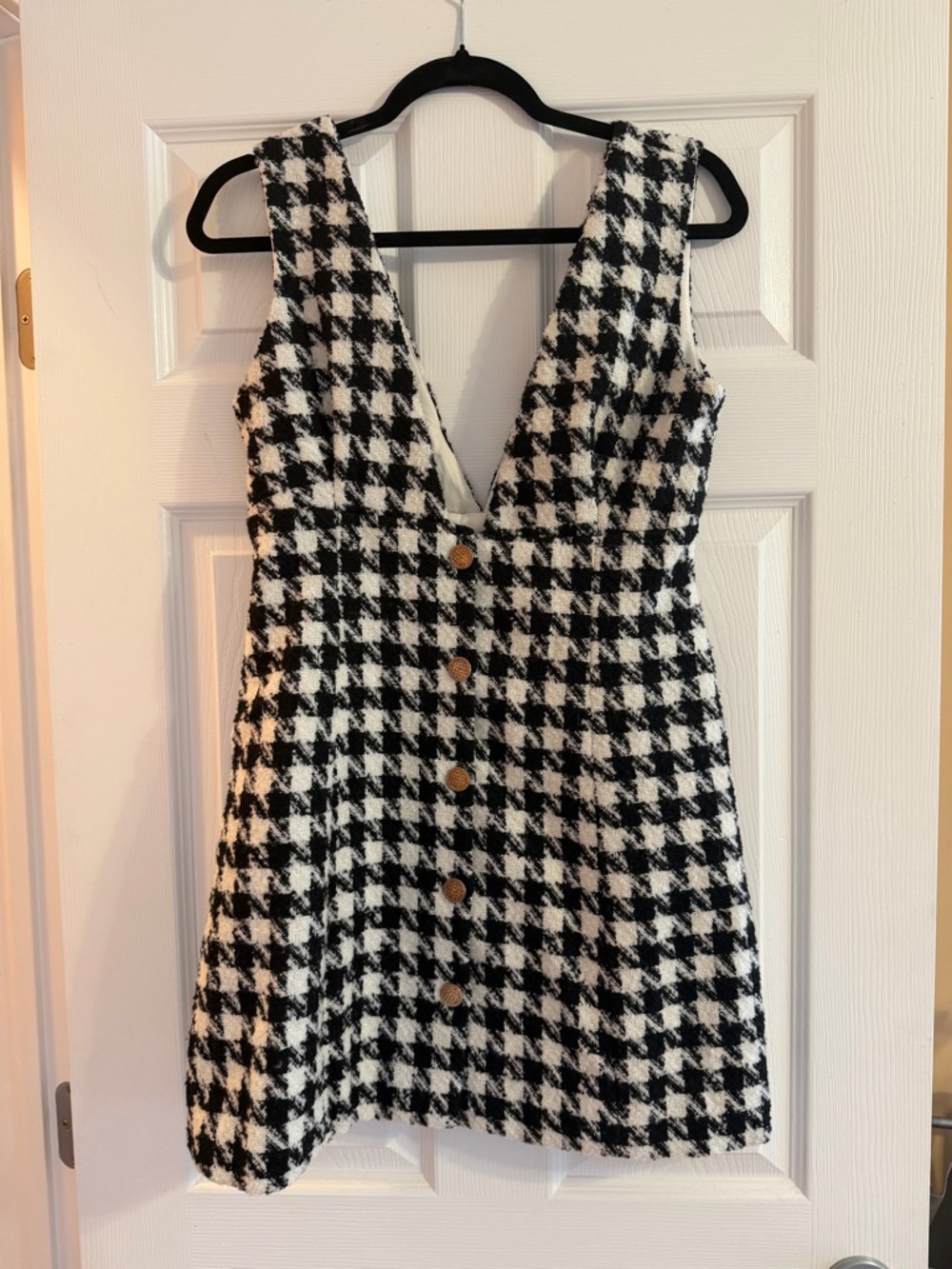 Pink Lily Black & White Houndstooth Mini Dress